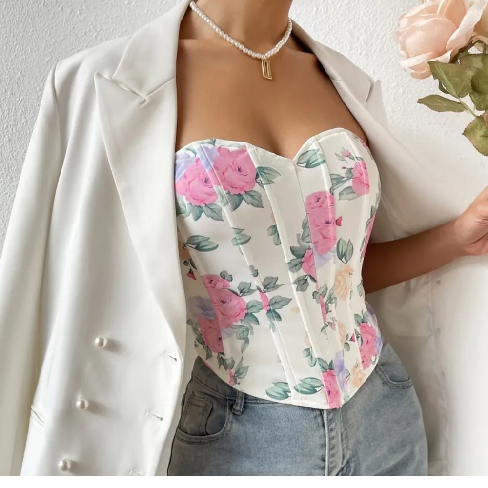 Floral Strapless Corset Top